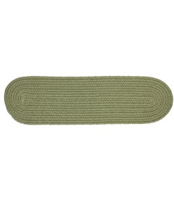 Rhody Solid Poly Olive S017 8 in. X 28 in. Stair Tread Braided Rug