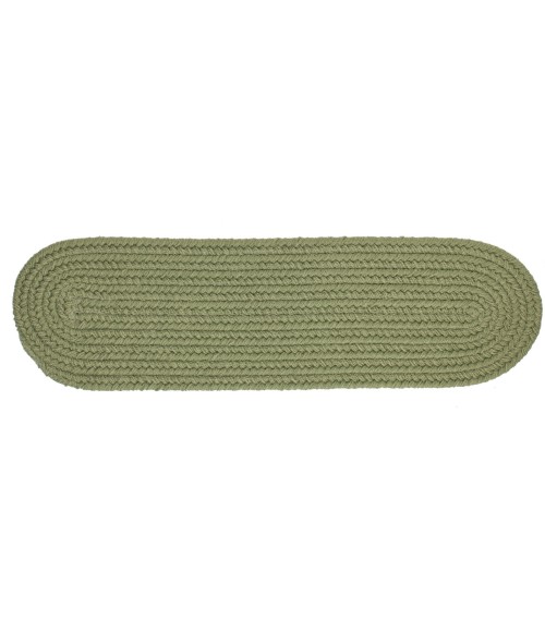 Rhody Solid Poly Olive S017 8 in. X 28 in. Stair Tread Rug