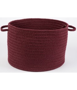 Rhody Solid Poly Burgundy S022 18 in. X 12 in. Basket Braided Rug