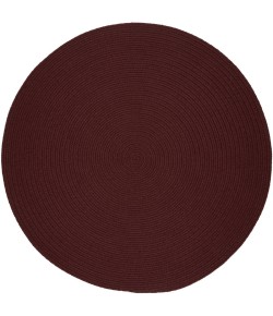 Rhody Solid Poly Burgundy S022 10 ft. X 10 ft. Round Braided Rug