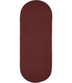 Rhody Solid Poly Burgundy S022 2 ft. X 4 ft. Oval Runner Braided Rug