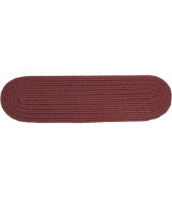 Rhody Solid Poly Burgundy S022 8 in. X 28 in. Stair Tread Braided Rug