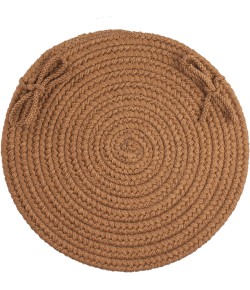 Rhody Solid Poly Lt. Brown S025 15 in. X 15 in. Chair Pad Braided Rug