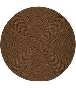 Rhody Solid Poly Lt. Brown S025 10 ft. X 10 ft. Round Braided Rug