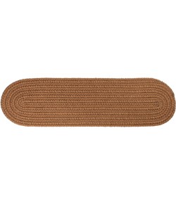 Rhody Solid Poly Lt. Brown S025 8 in. X 28 in. Stair Tread Braided Rug