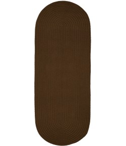 Rhody Solid Poly Lt. Brown S025 2 ft. X 6 ft. Oval Runner Braided Rug