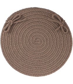 Rhody Solid Poly Dark Taupe S026 15 in. X 15 in. Chair Pad Set-of-4 Braided Rug