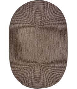 Rhody Solid Poly Dark Taupe S026 7 ft. X 9 ft. Oval Braided Rug