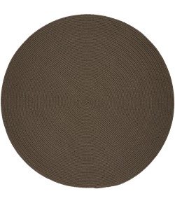 Rhody Solid Poly Dark Taupe S026 10 ft. X 10 ft. Round Braided Rug