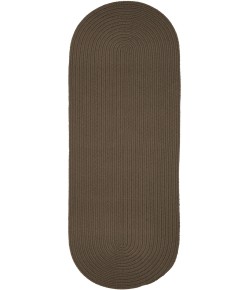 Rhody Solid Poly Dark Taupe S026 2 ft. X 6 ft. Oval Runner Braided Rug