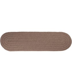Rhody Solid Poly Dark Taupe S026 8 in. X 28 in. Stair Tread Set-of-13 Braided Rug