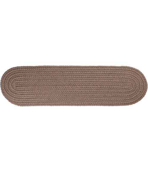 Rhody Solid Poly Dark Taupe S026 8 in. X 28 in. Stair Tread Set-of-13 Rug