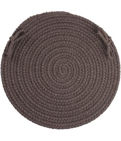 Rhody Solid Poly Brown Velvet S027 15 in. X 15 in. Chair Pad Set-of-4 Braided Rug