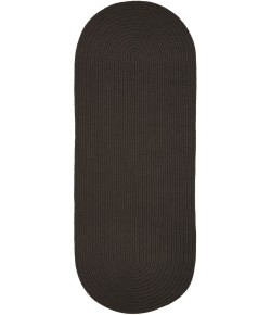 Rhody Solid Poly Brown Velvet S027 2 ft. X 6 ft. Oval Runner Braided Rug