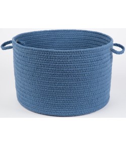 Rhody Solid Poly Marina Blue S028 18 in. X 12 in. Basket Braided Rug
