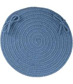 Rhody Solid Poly Marina Blue S028 15 in. X 15 in. Chair Pad Set-of-4 Braided Rug