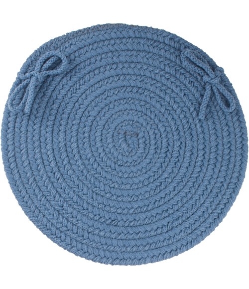 Rhody Solid Poly Marina Blue S028 15 in. X 15 in. Chair Pad Rug