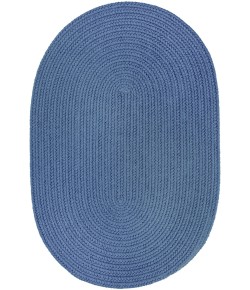 Rhody Solid Poly Marina Blue S028 8 ft. X 11 ft. Oval Braided Rug