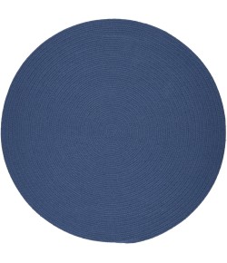 Rhody Solid Poly Marina Blue S028 10 ft. X 10 ft. Round Braided Rug