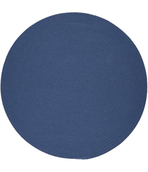 Rhody Solid Poly Marina Blue S028 4 ft. X 4 ft. Round Rug