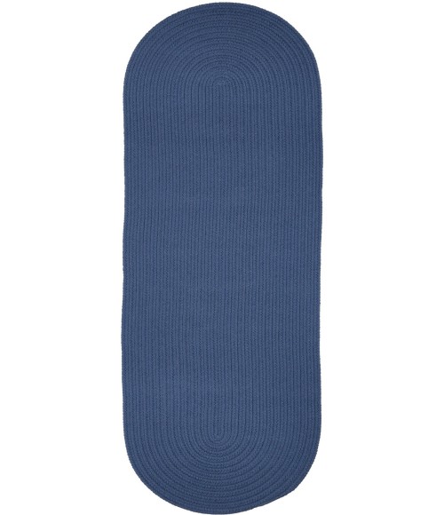 Rhody Solid Poly Marina Blue S028 2 ft. X 6 ft. Oval Runner Rug