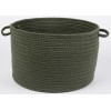 Rhody Solid Poly Dark Sage S029 18 in. X 12 in. Basket Braided Rug