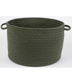 Rhody Solid Poly Dark Sage S029 18 in. X 12 in. Basket Braided Rug
