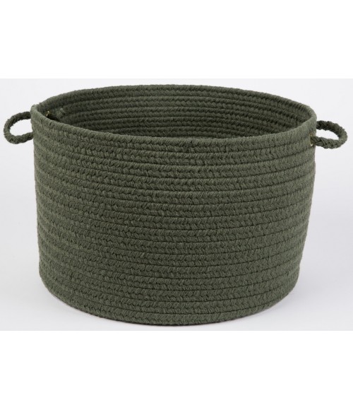 Rhody Solid Poly Dark Sage S029 18 in. X 12 in. Basket Rug