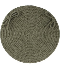 Rhody Solid Poly Dark Sage S029 15 in. X 15 in. Chair Pad Braided Rug