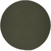 Rhody Solid Poly Dark Sage S029 4 ft. X 4 ft. Round Braided Rug