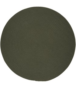 Rhody Solid Poly Dark Sage S029 4 ft. X 4 ft. Round Braided Rug