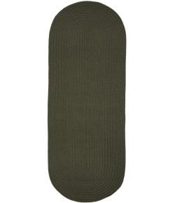 Rhody Solid Poly Dark Sage S029 2 ft. X 6 ft. Oval Runner Braided Rug