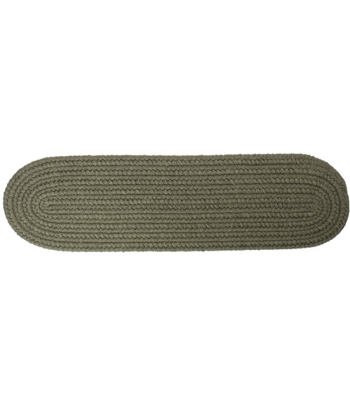Rhody Solid Poly Dark Sage S029 8 in. X 28 in. Stair Tread Rug