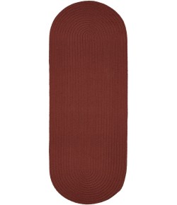 Rhody Solid Poly Terra Cotta S033 2 ft. X 4 ft. Oval Runner Braided Rug