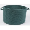 Rhody Solid Poly Teal S034 18 in. X 12 in. Basket Braided Rug