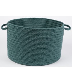 Rhody Solid Poly Teal S034 18 in. X 12 in. Basket Braided Rug