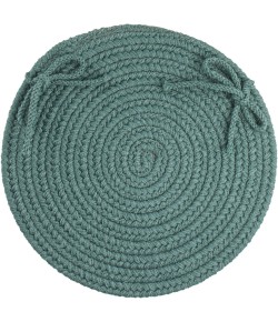 Rhody Solid Poly Teal S034 15 in. X 15 in. Chair Pad Set-of-4 Braided Rug