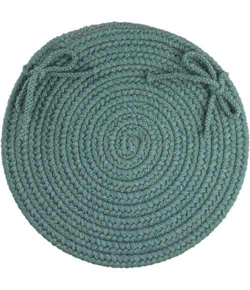 Rhody Solid Poly Teal S034 15 in. X 15 in. Chair Pad Set-of-4 Rug