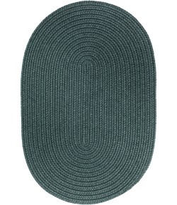Rhody Solid Poly Teal S034 3 ft. X 5 ft. Oval Braided Rug