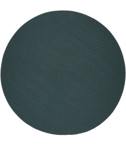 Rhody Solid Poly Teal S034 10 ft. X 10 ft. Round Braided Rug