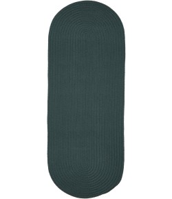 Rhody Solid Poly Teal S034 2 ft. X 6 ft. Oval Runner Braided Rug