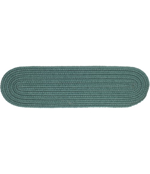 Rhody Solid Poly Teal S034 8 in. X 28 in. Stair Tread Set-of-13 Rug