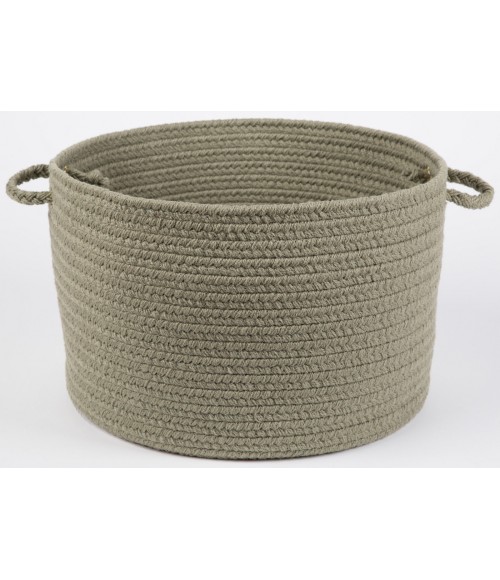 Rhody Solid Poly Moss Green S035 18 in. X 12 in. Basket Rug