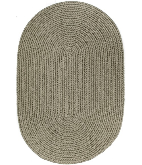 Rhody Solid Poly Moss Green S035 5 ft. X 8 ft. Oval Rug