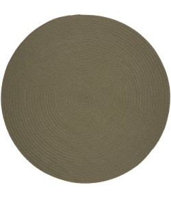Rhody Solid Poly Moss Green S035 10 ft. X 10 ft. Round Braided Rug