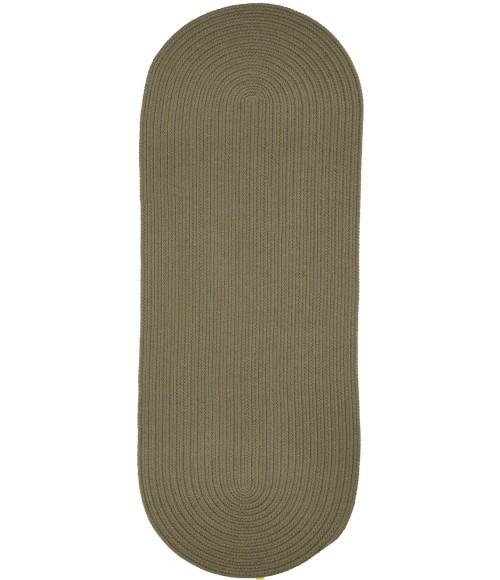Rhody Solid Poly Moss Green S035 2 ft. X 8 ft. Oval Runner Rug