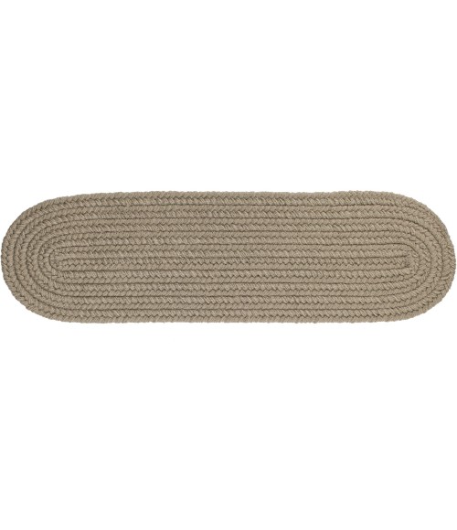 Rhody Solid Poly Moss Green S035 8 in. X 28 in. Stair Tread Set-of-13 Rug