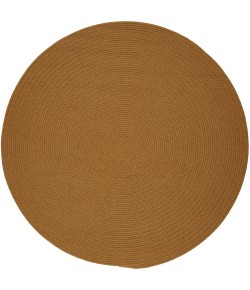 Rhody Solid Poly New Gold S036 10 ft. X 10 ft. Round Braided Rug