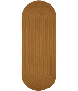Rhody Solid Poly New Gold S036 2 ft. X 4 ft. Oval Runner Braided Rug