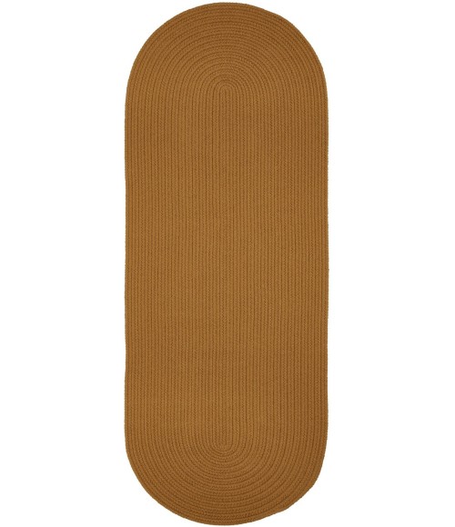 Rhody Solid Poly New Gold S036 2 ft. X 4 ft. Oval Runner Rug
